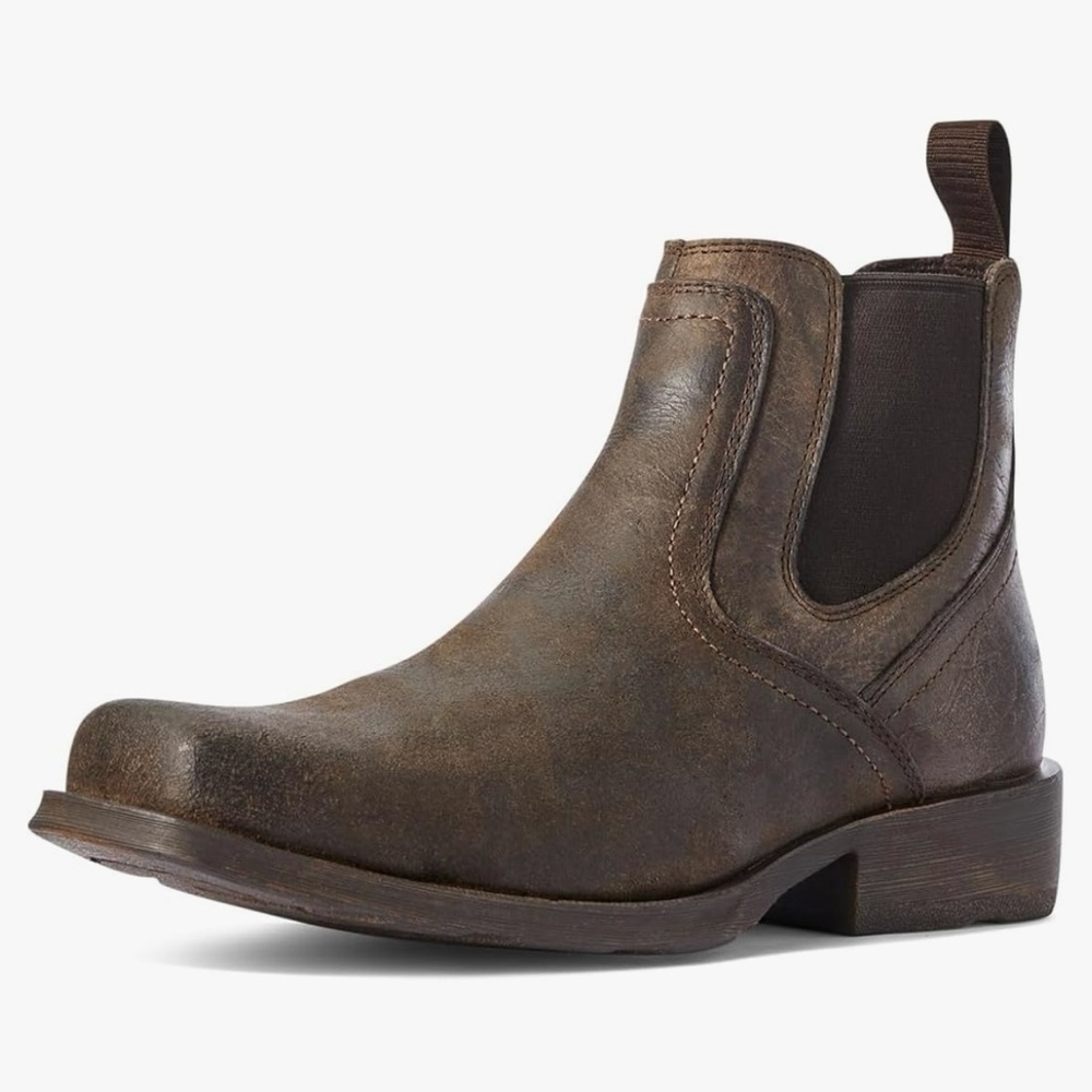 Men’s Ariat Brown Leather Midtown Rambler Chelsea Boots in Stone color